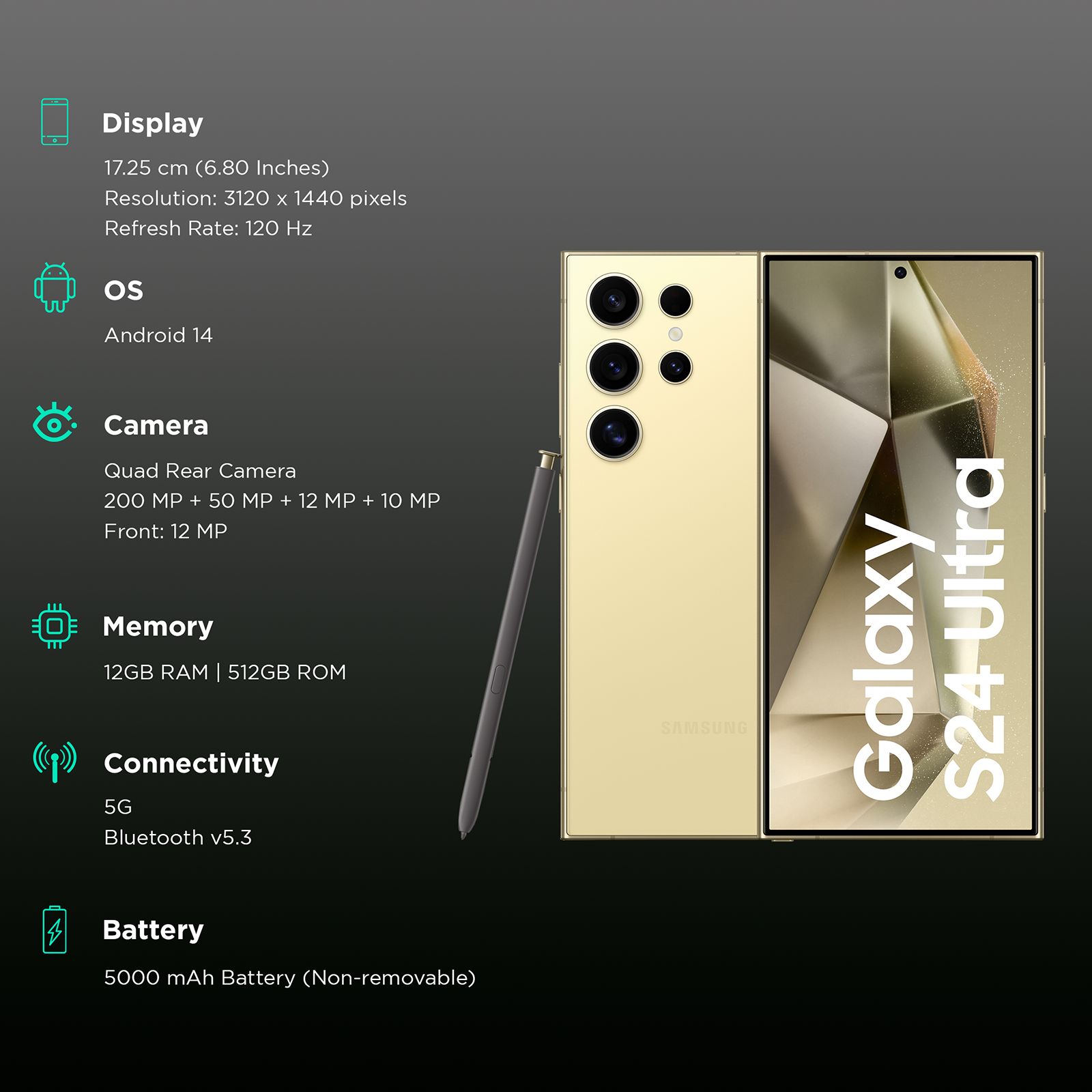 Galaxy S24 ultra イエロー 512GB 美品 f64 Samsung Galaxy S24 Ultra 5G ( 512 GB Storage, 12 GB RAM ) Online